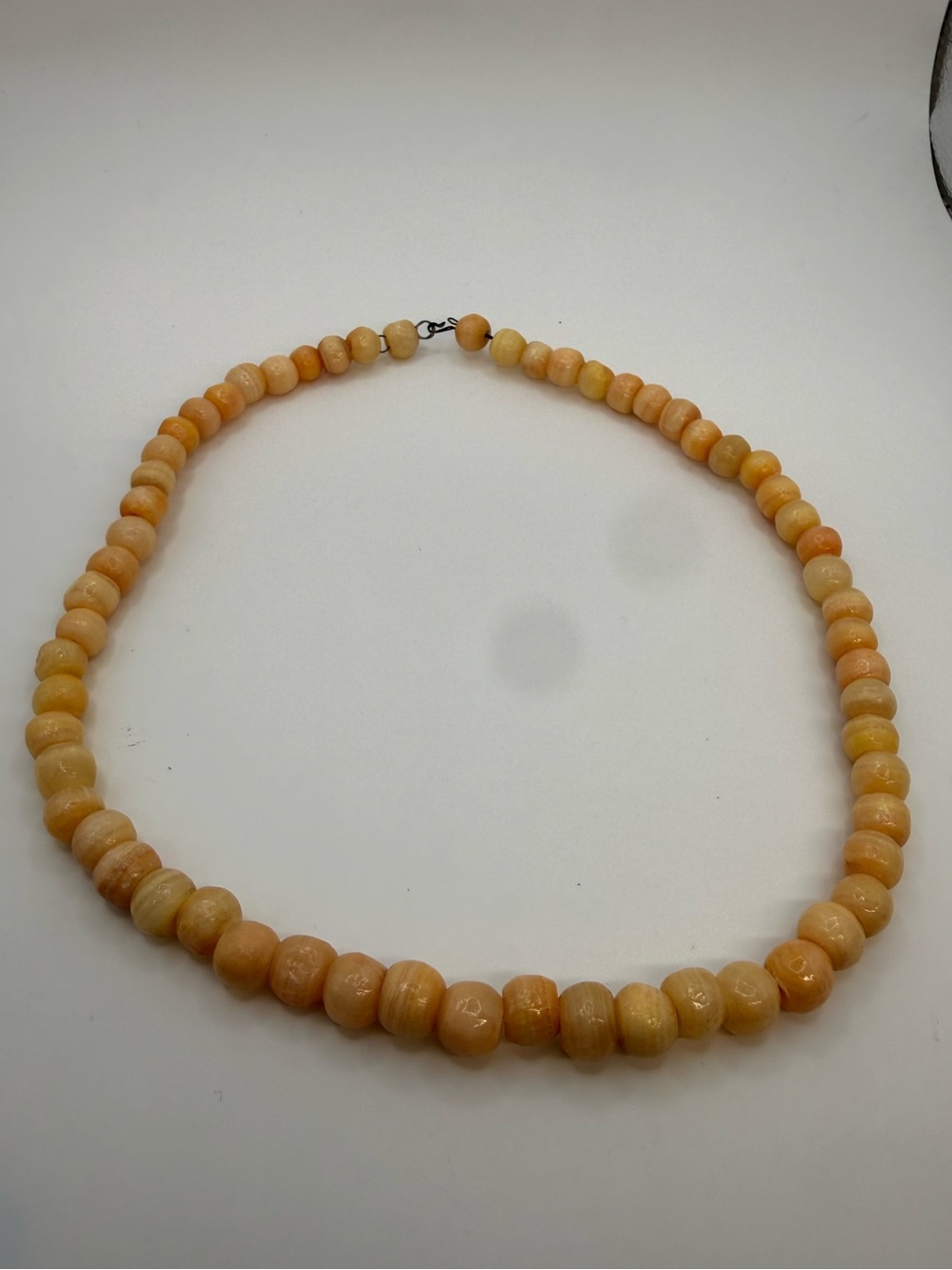 Vintage Honey Banded Calcite Natural Stone Beaded Necklace 18”